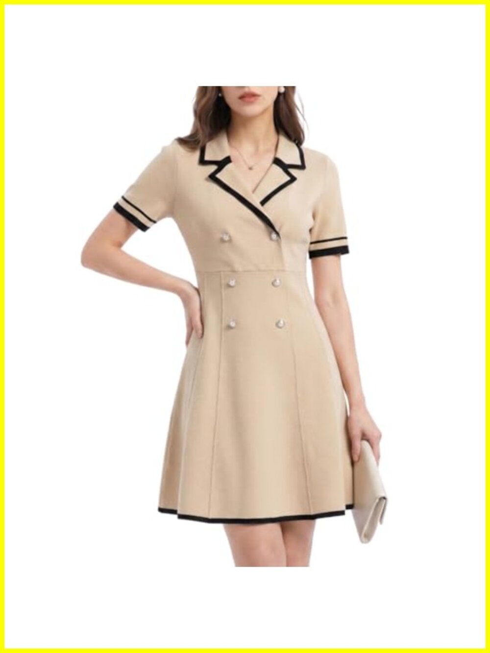 Women's Bodycon Knit Mini Dress V-Neck Short Sleeve Office Work Dress